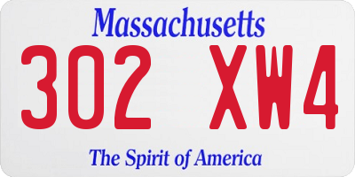 MA license plate 302XW4