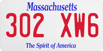 MA license plate 302XW6