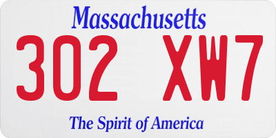 MA license plate 302XW7