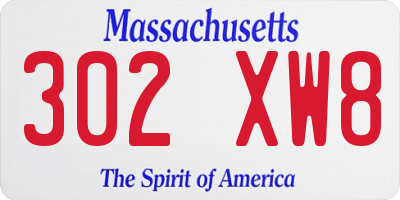 MA license plate 302XW8