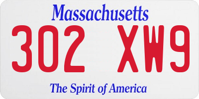 MA license plate 302XW9