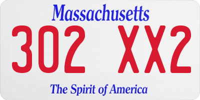 MA license plate 302XX2