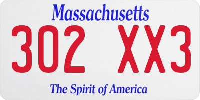 MA license plate 302XX3
