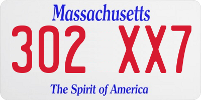 MA license plate 302XX7
