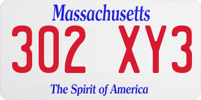 MA license plate 302XY3