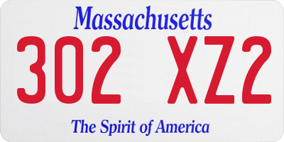 MA license plate 302XZ2