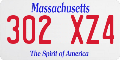 MA license plate 302XZ4