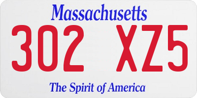 MA license plate 302XZ5