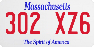 MA license plate 302XZ6