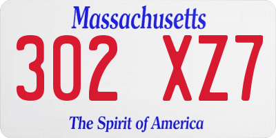 MA license plate 302XZ7