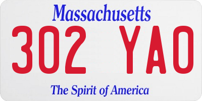 MA license plate 302YA0