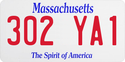 MA license plate 302YA1
