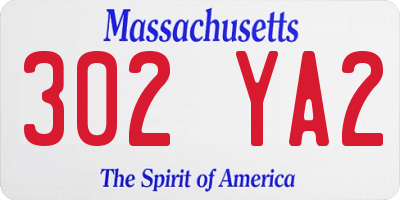 MA license plate 302YA2