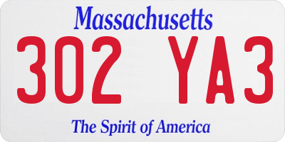 MA license plate 302YA3