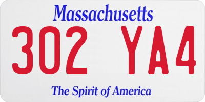 MA license plate 302YA4