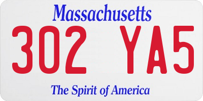 MA license plate 302YA5