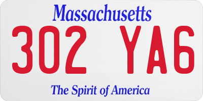 MA license plate 302YA6