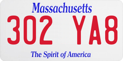 MA license plate 302YA8
