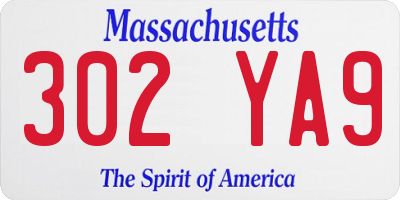 MA license plate 302YA9
