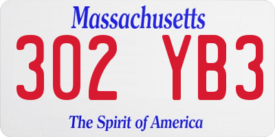 MA license plate 302YB3