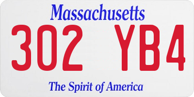 MA license plate 302YB4
