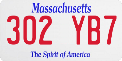 MA license plate 302YB7