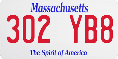 MA license plate 302YB8