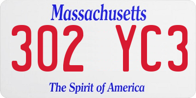 MA license plate 302YC3