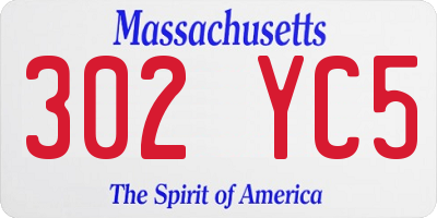 MA license plate 302YC5