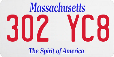 MA license plate 302YC8