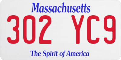 MA license plate 302YC9