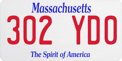 MA license plate 302YD0