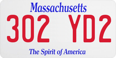 MA license plate 302YD2