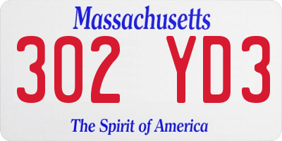 MA license plate 302YD3
