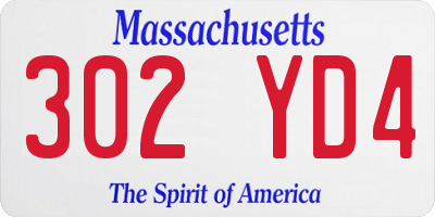 MA license plate 302YD4