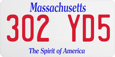 MA license plate 302YD5