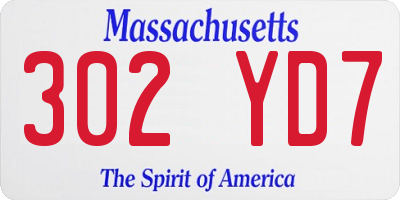 MA license plate 302YD7