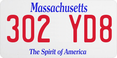 MA license plate 302YD8