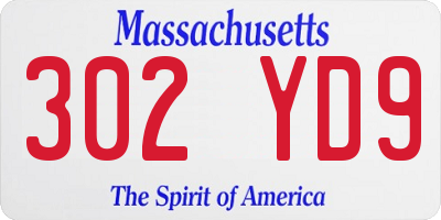 MA license plate 302YD9