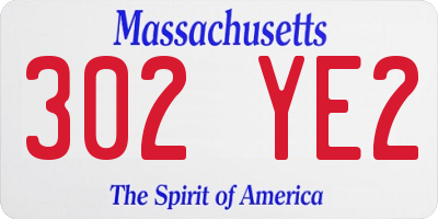 MA license plate 302YE2