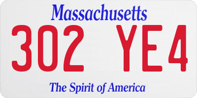 MA license plate 302YE4