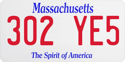 MA license plate 302YE5