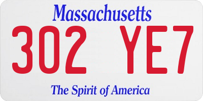 MA license plate 302YE7