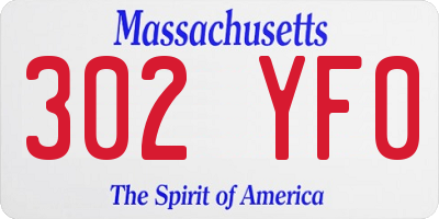 MA license plate 302YF0