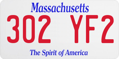 MA license plate 302YF2