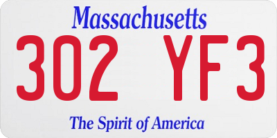 MA license plate 302YF3