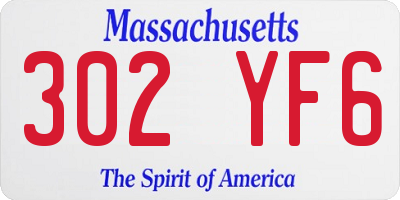 MA license plate 302YF6