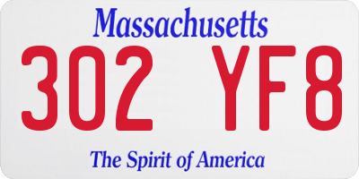MA license plate 302YF8