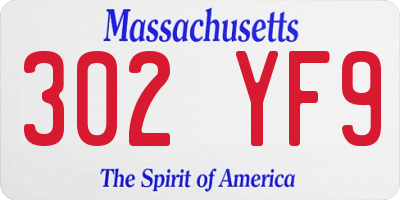 MA license plate 302YF9