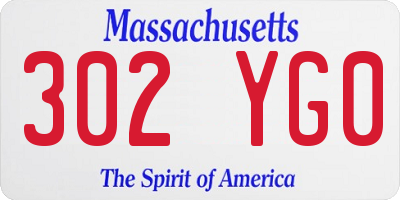 MA license plate 302YG0